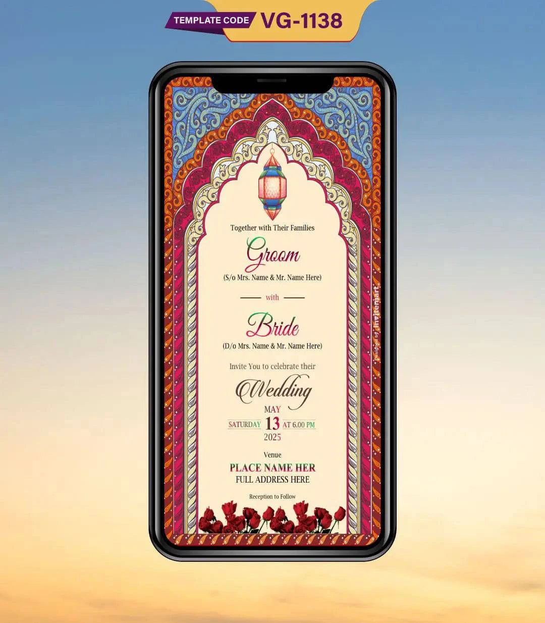 Mandala Theme Wedding Invitation Card