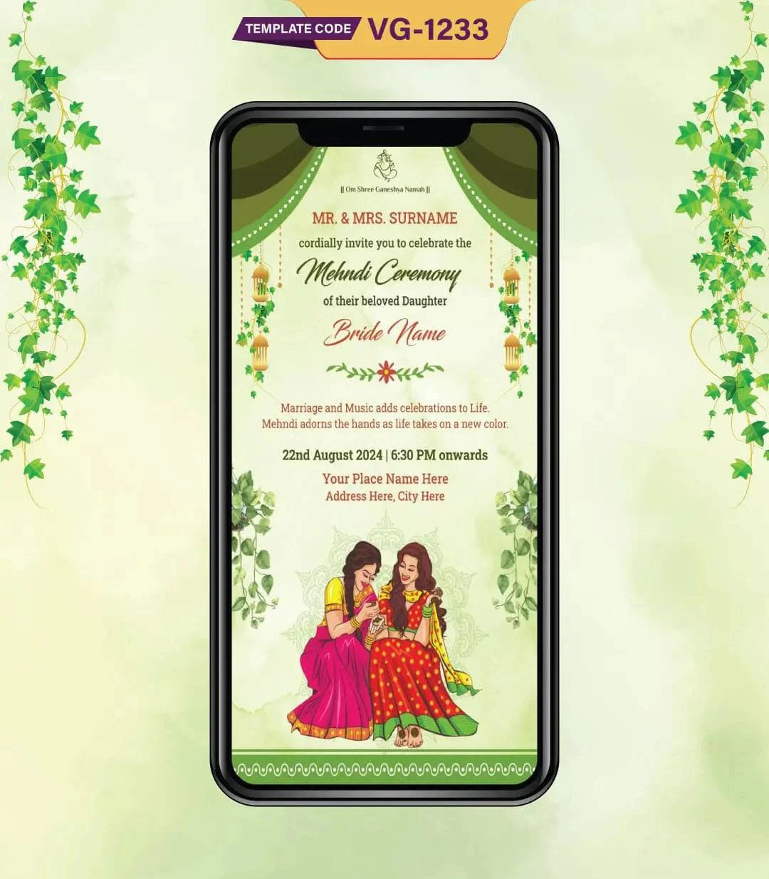 Mehndi Invitation Card