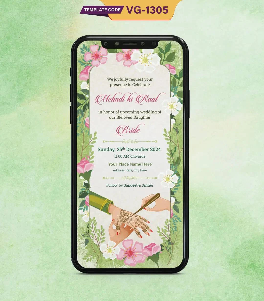 Mehndi Ki Raat Invitation Card