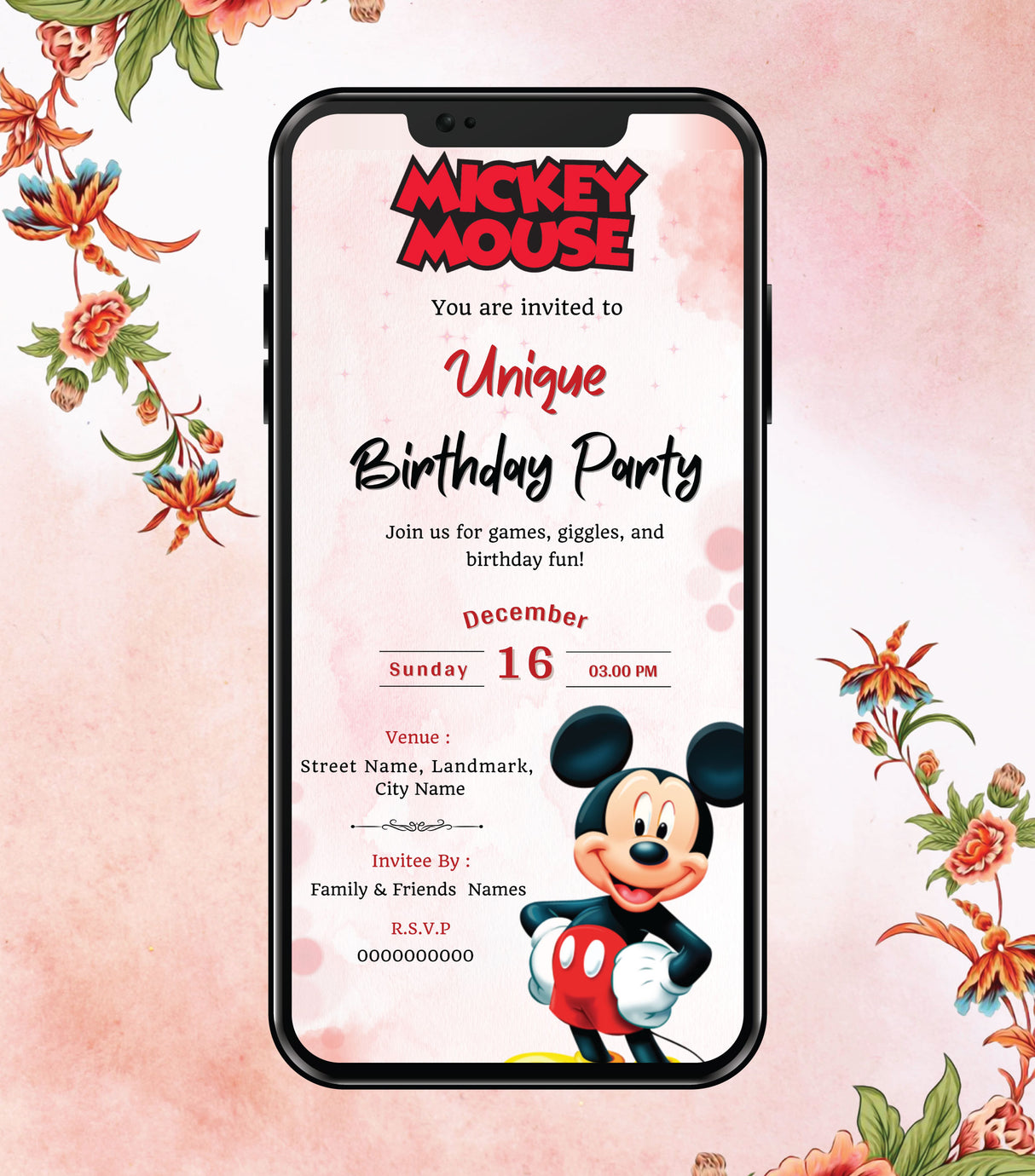 Mickey Mouse Birthday Party E-Card