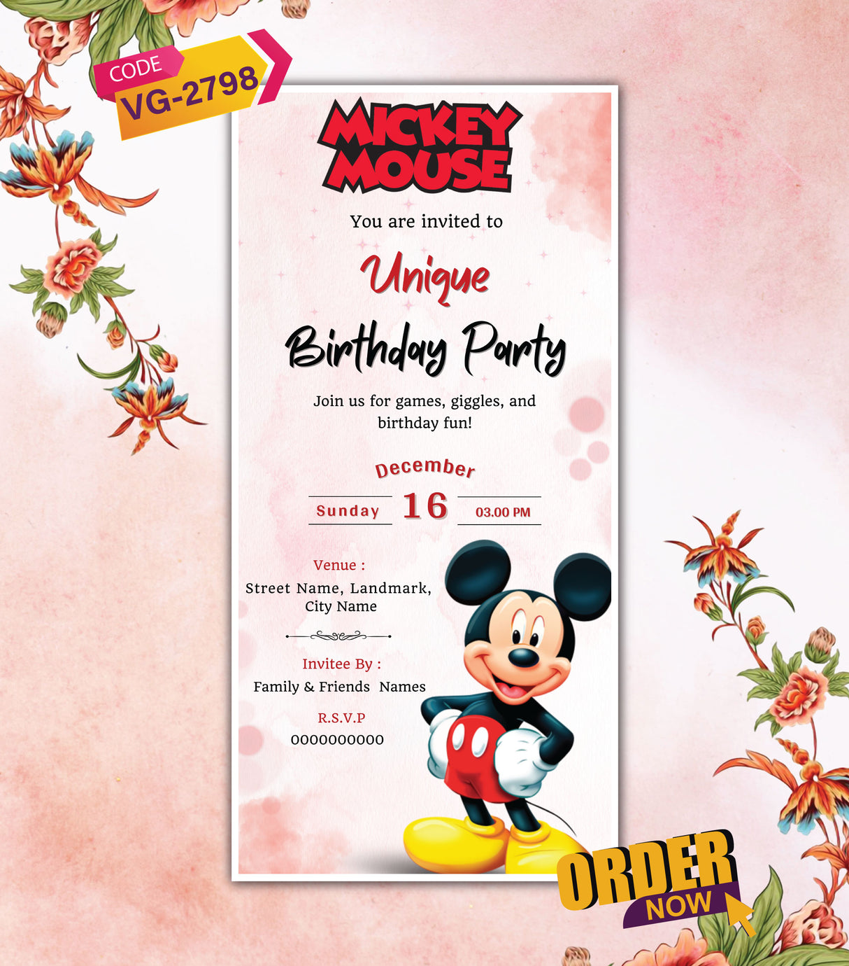Mickey Mouse Birthday Party E-Card