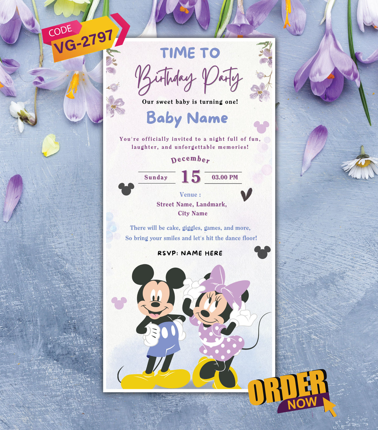 Mickey and Minnie Birthday Invitation