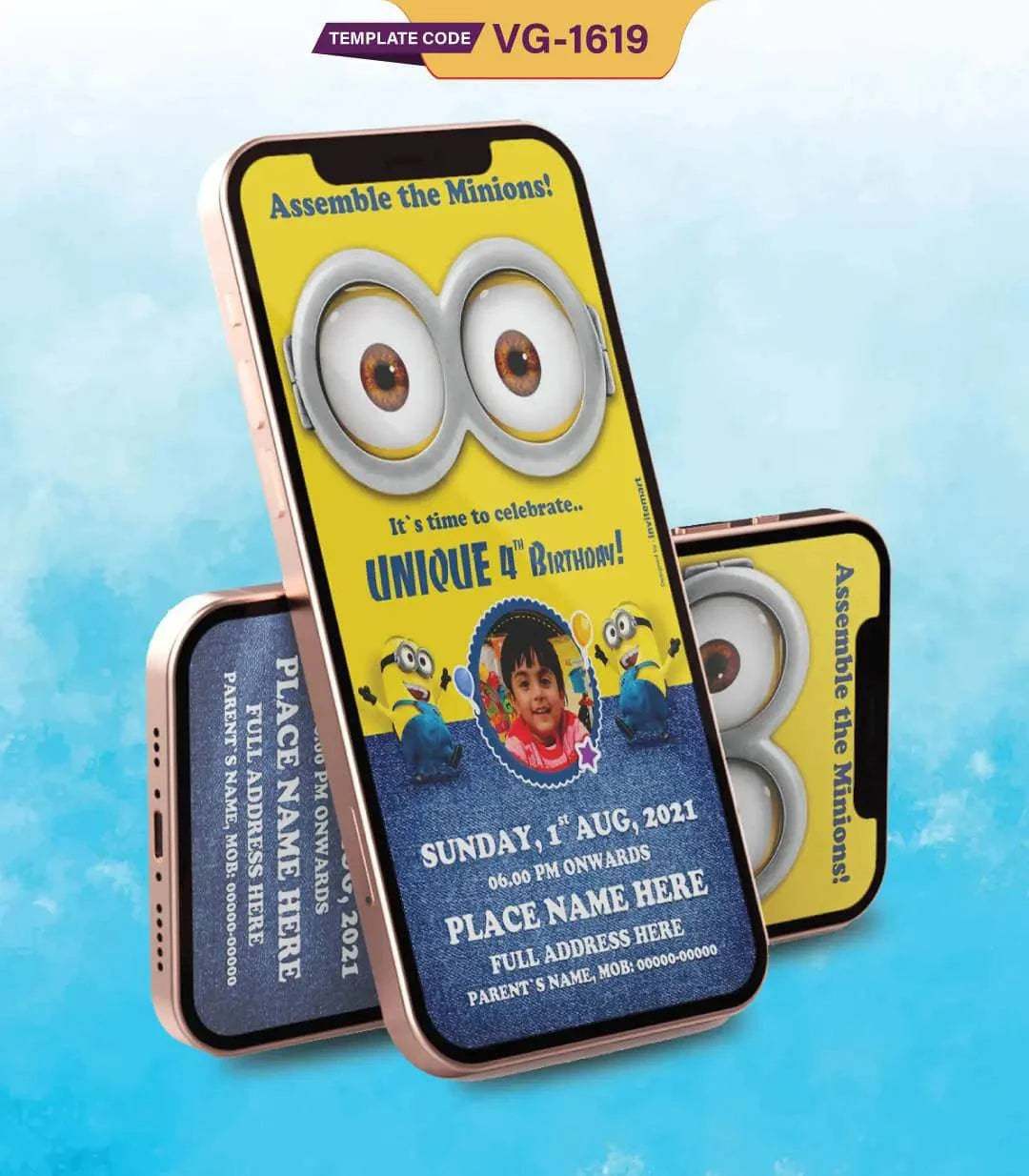 Minions Birthday Invitation Card With Photo