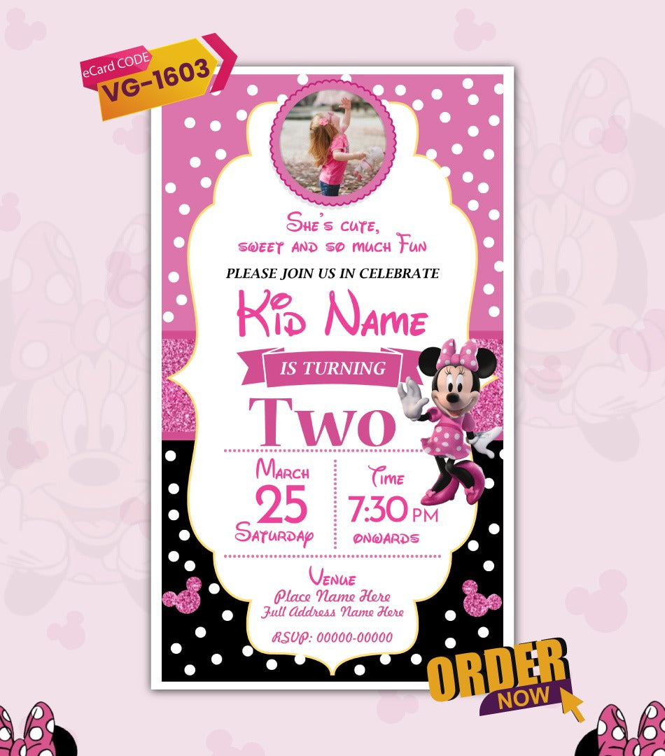 Minnie Mouse Birthday Invitation Card