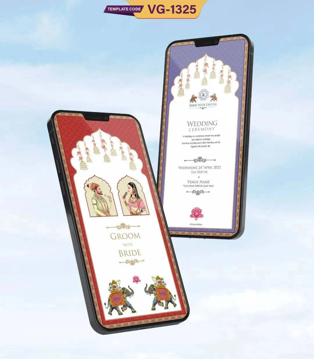 Mughal Theme Wedding Invitation Pdf Card