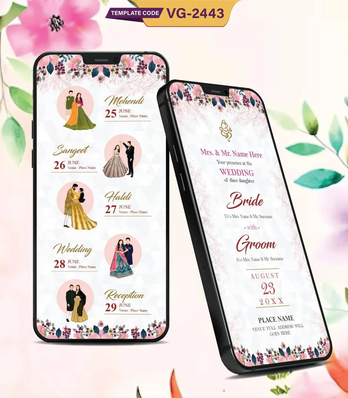 Multi Function Hindu Wedding Card