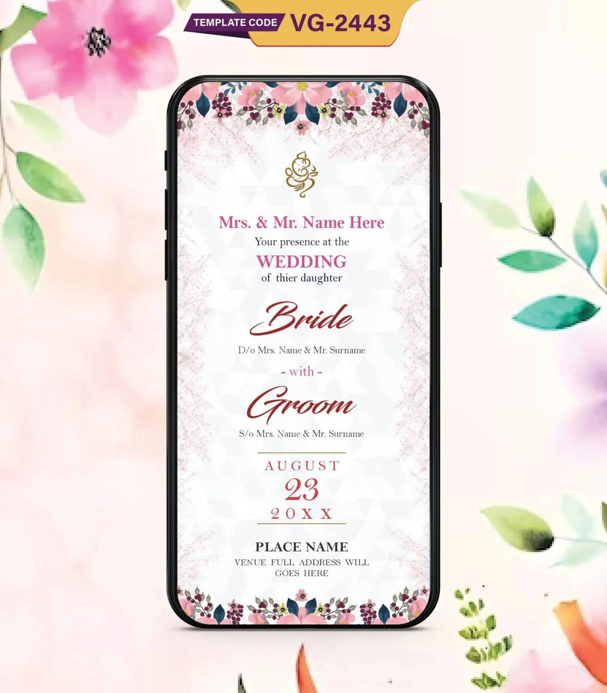 Multi Function Hindu Wedding Card