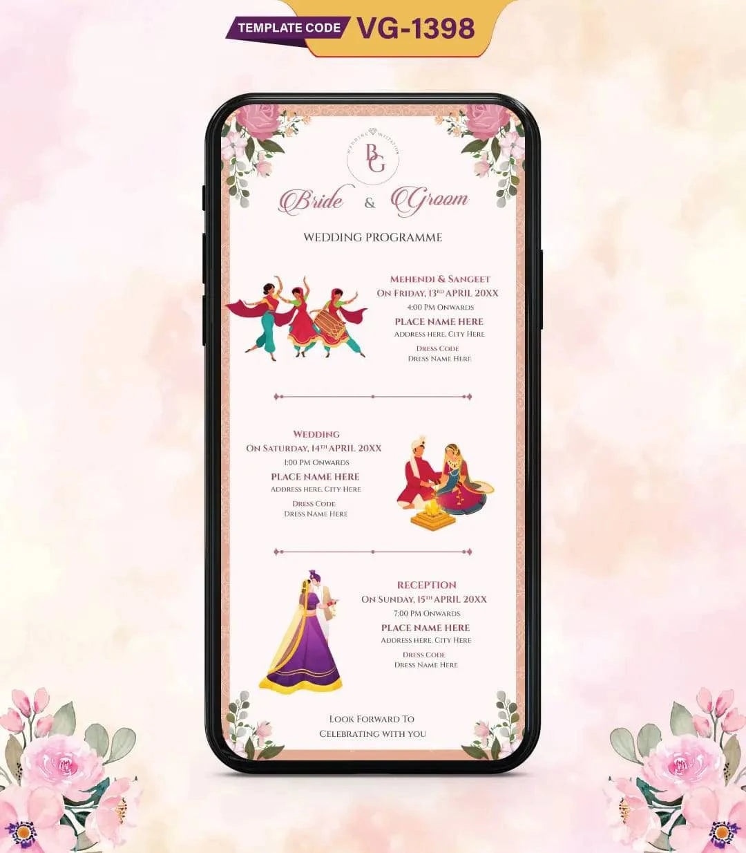 Multiple Events Wedding Invite Card