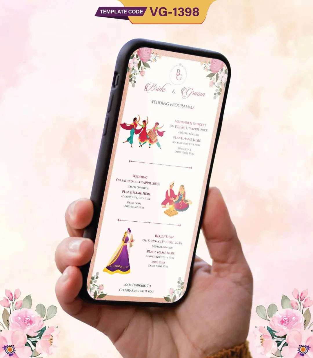 Multiple Events Wedding Invite Card