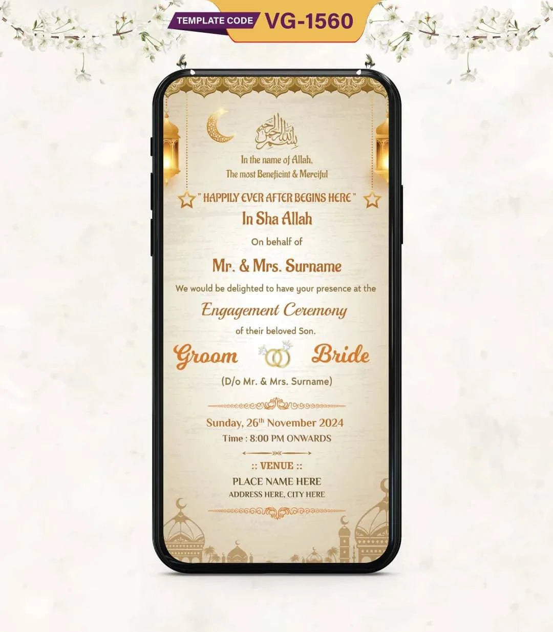 Muslim Engagement Invitation Card
