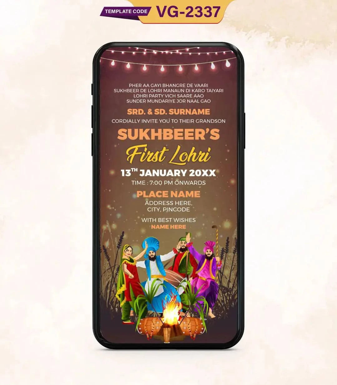 Online Lohri Invitation Card