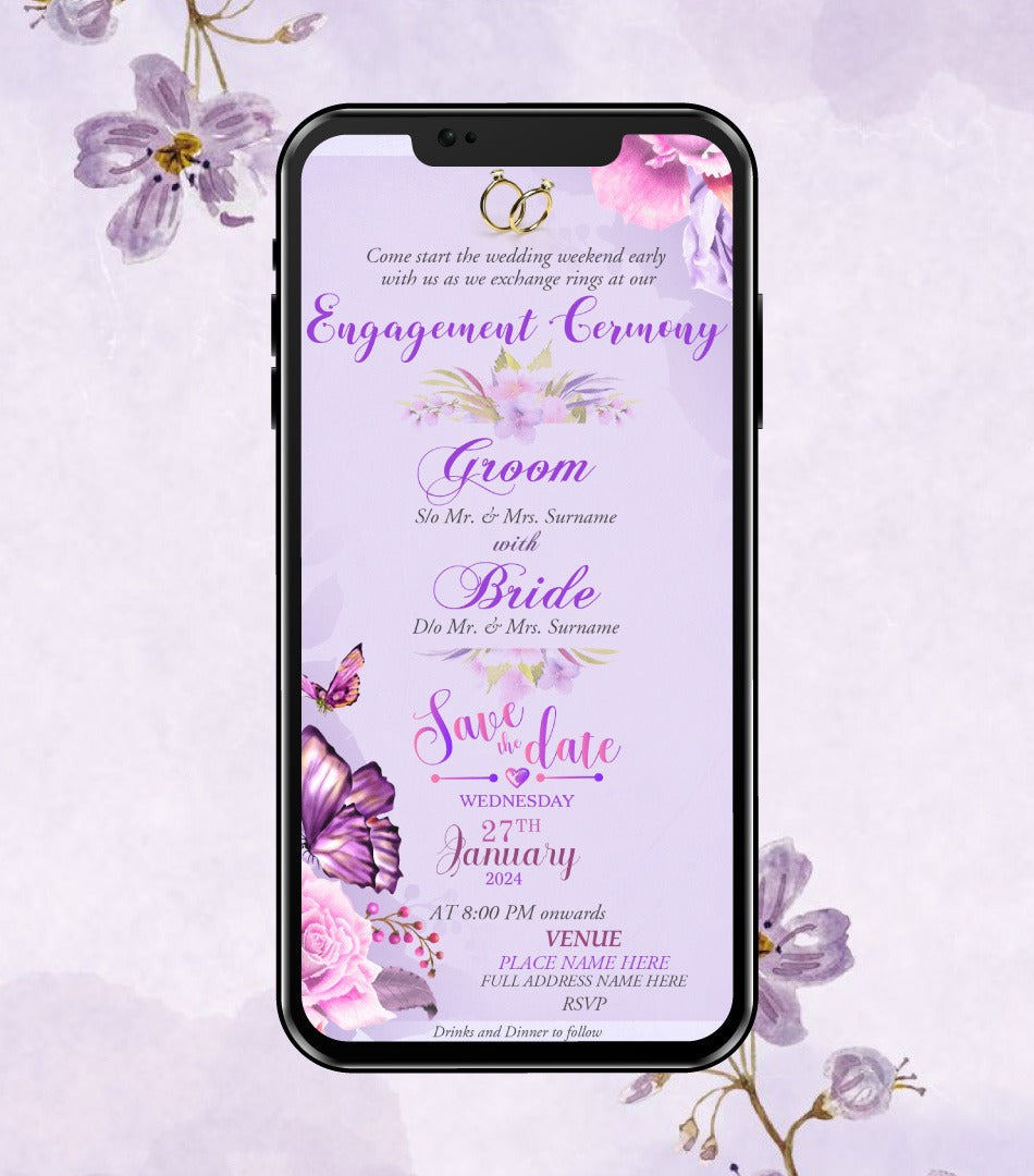 Online Engagement Ceremony Invitation Card