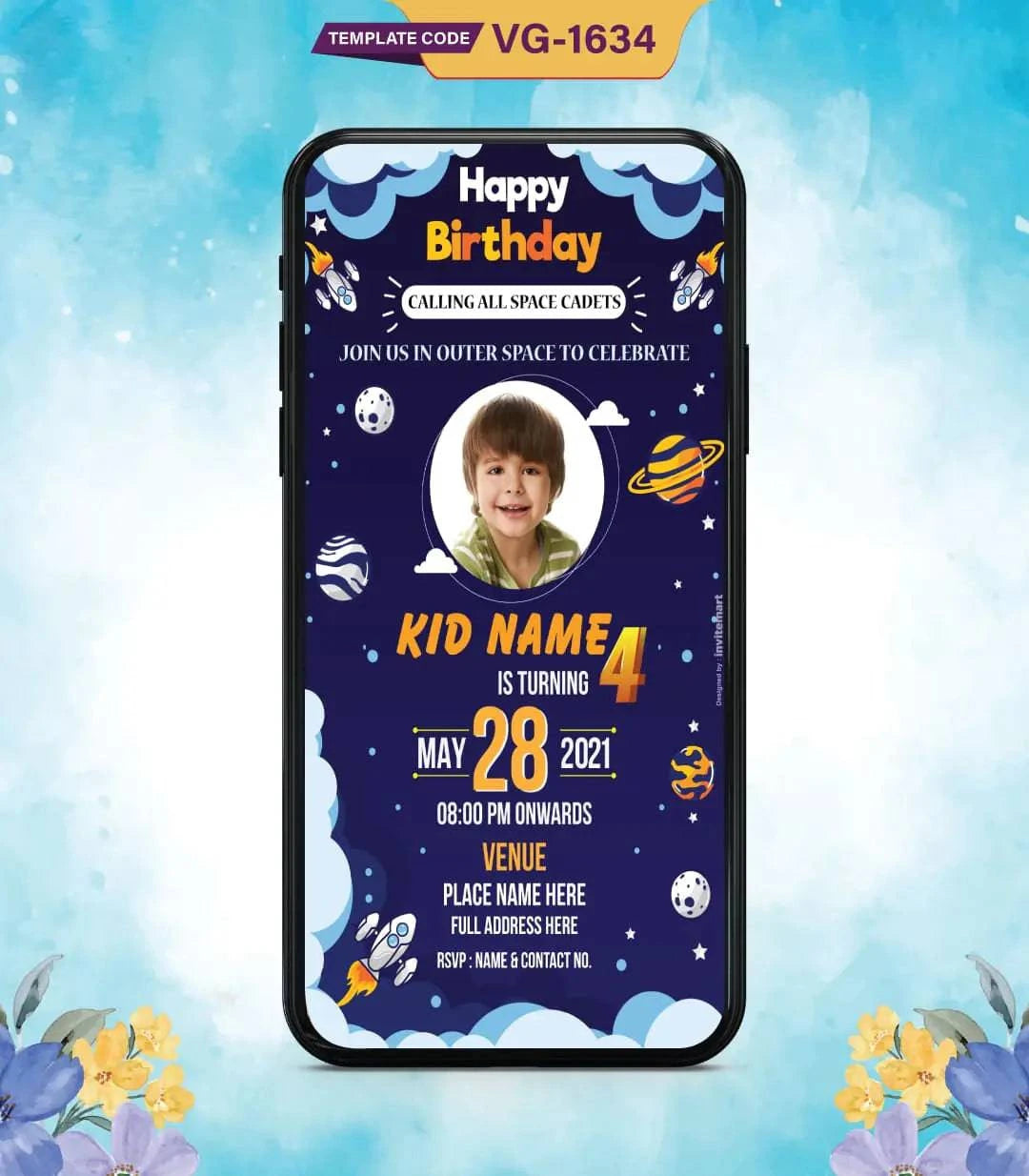 Outer Space Theme Birthday Invitation