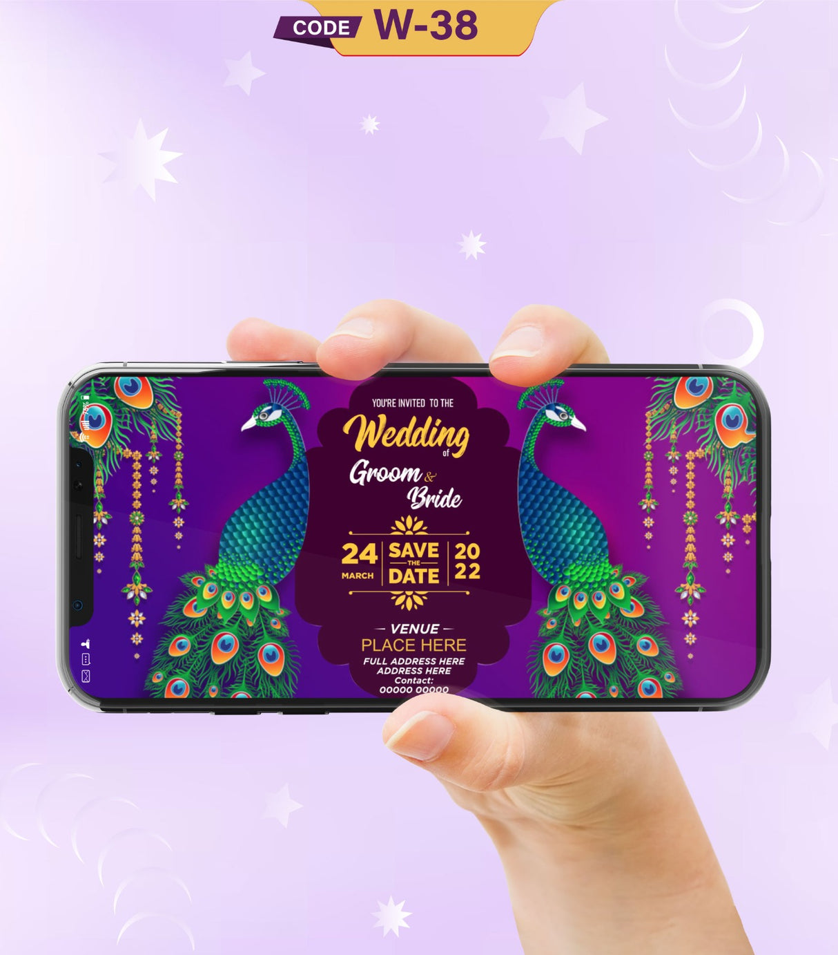 Peacock Theme Wedding Invitation