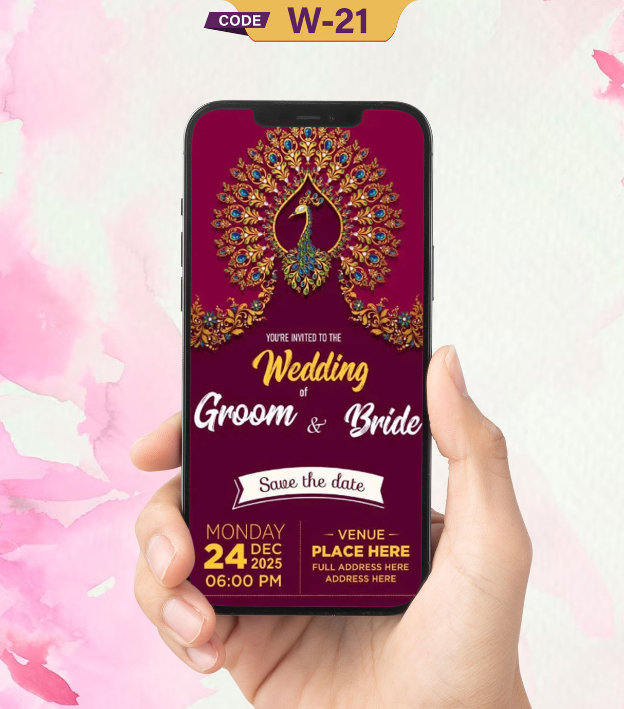 Peacock Theme Wedding Invitation eCards