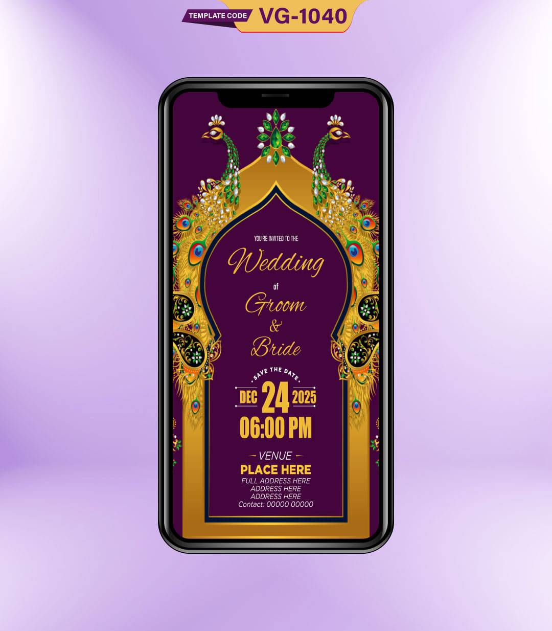 Peacock Theme Wedding Invitation