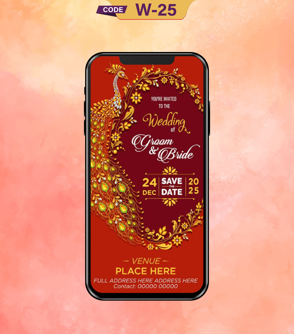 Peacock Wedding einvite Samples