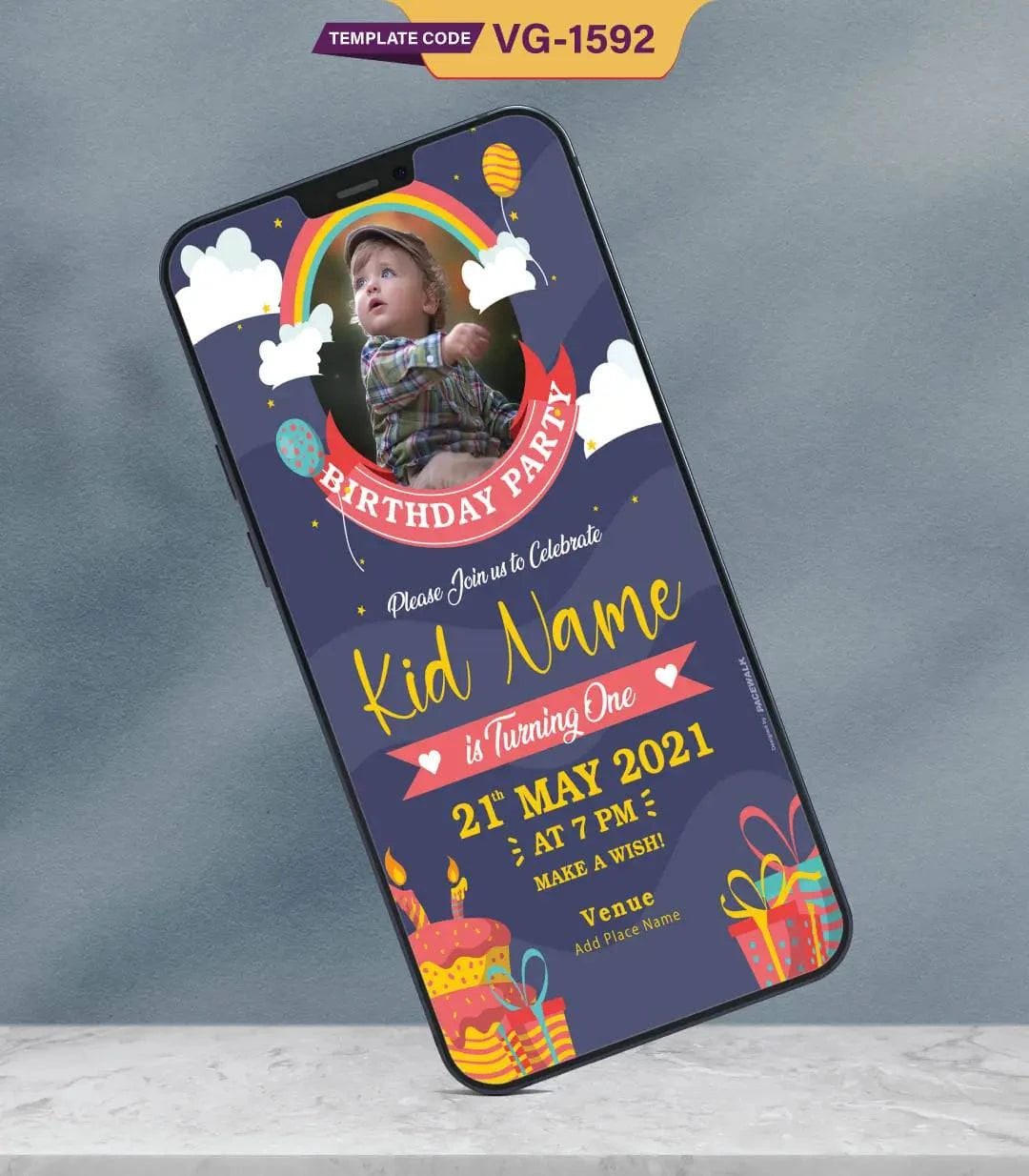 Personalized 1st Birthday Invitation Card with Photo