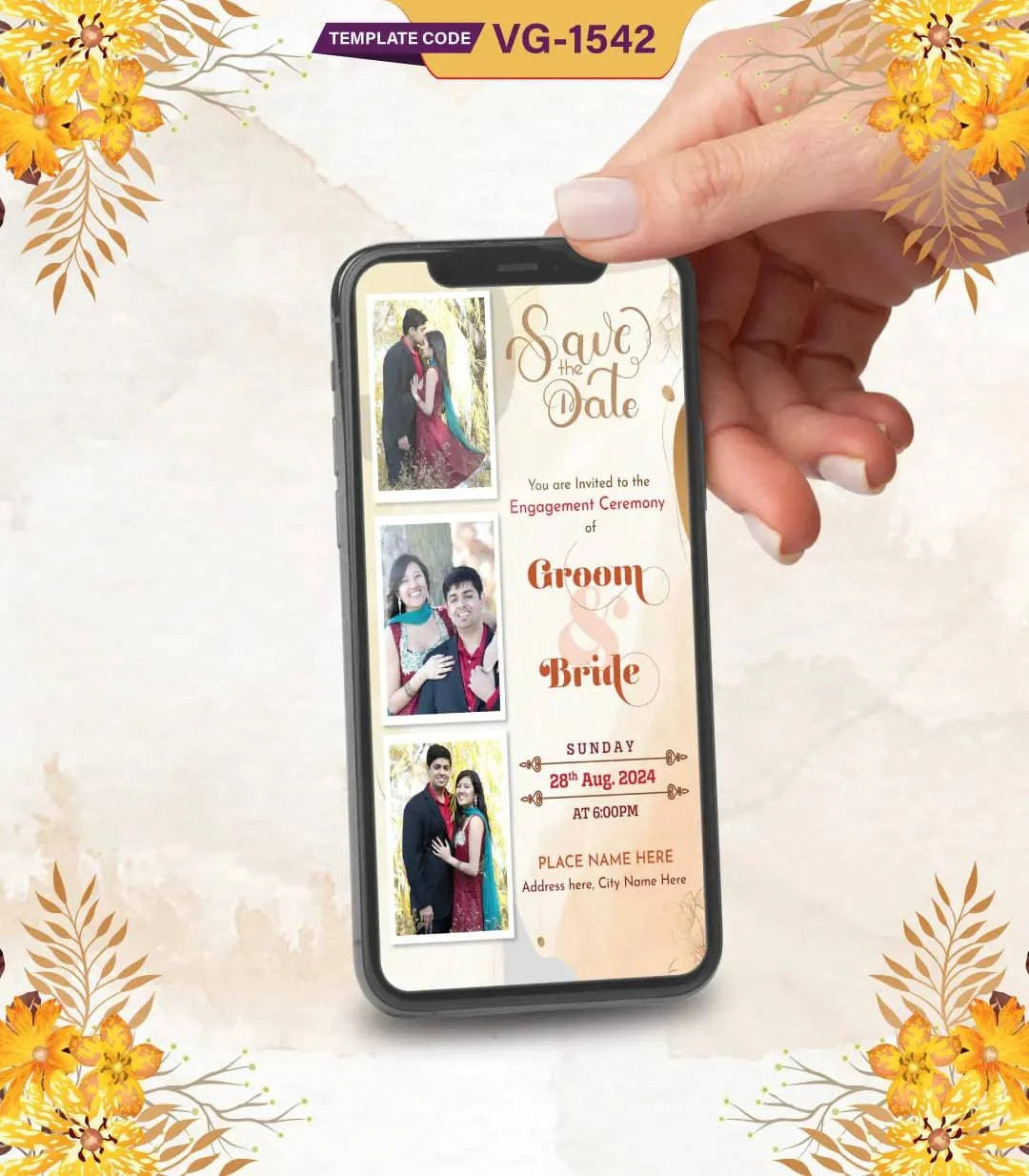 Personalized Engagement Invitation Card with Couple Photos