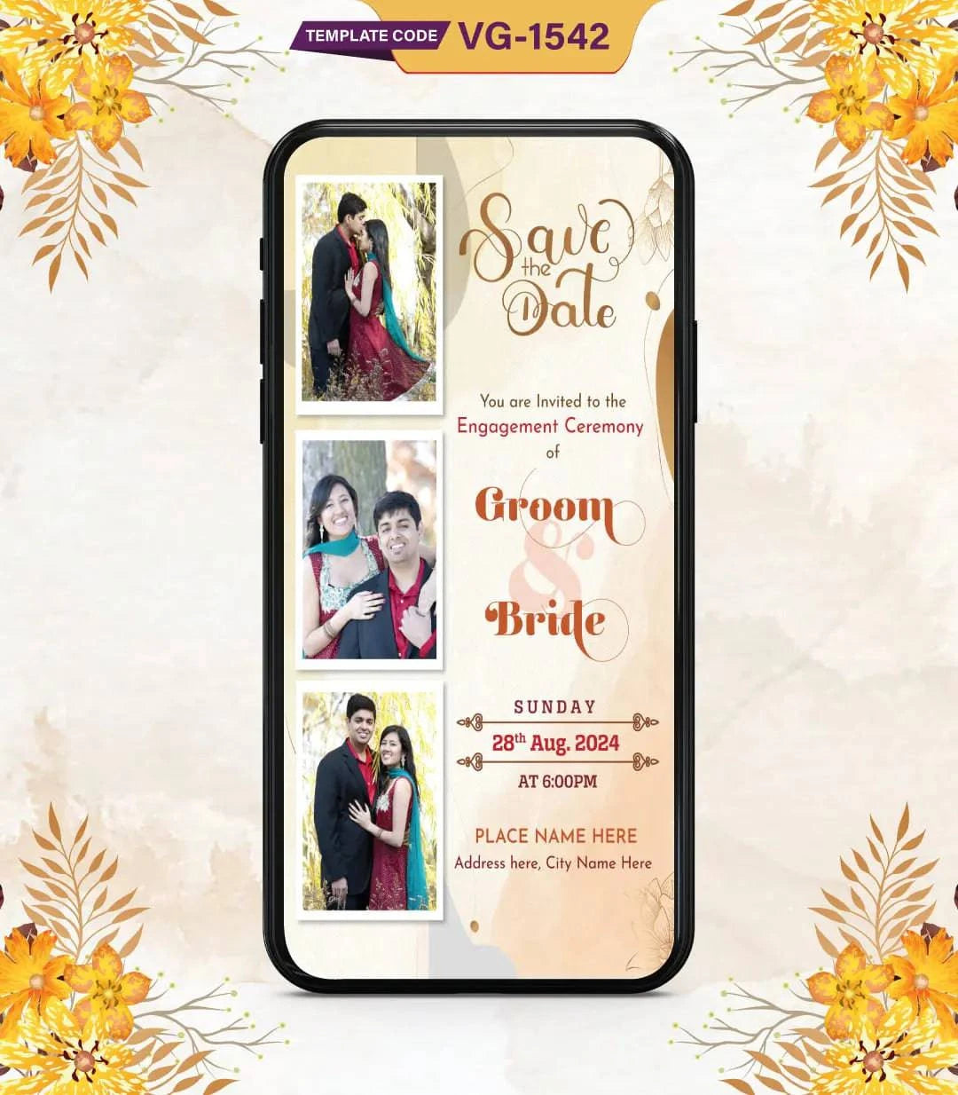 Personalized Engagement Invitation Card with Couple Photos