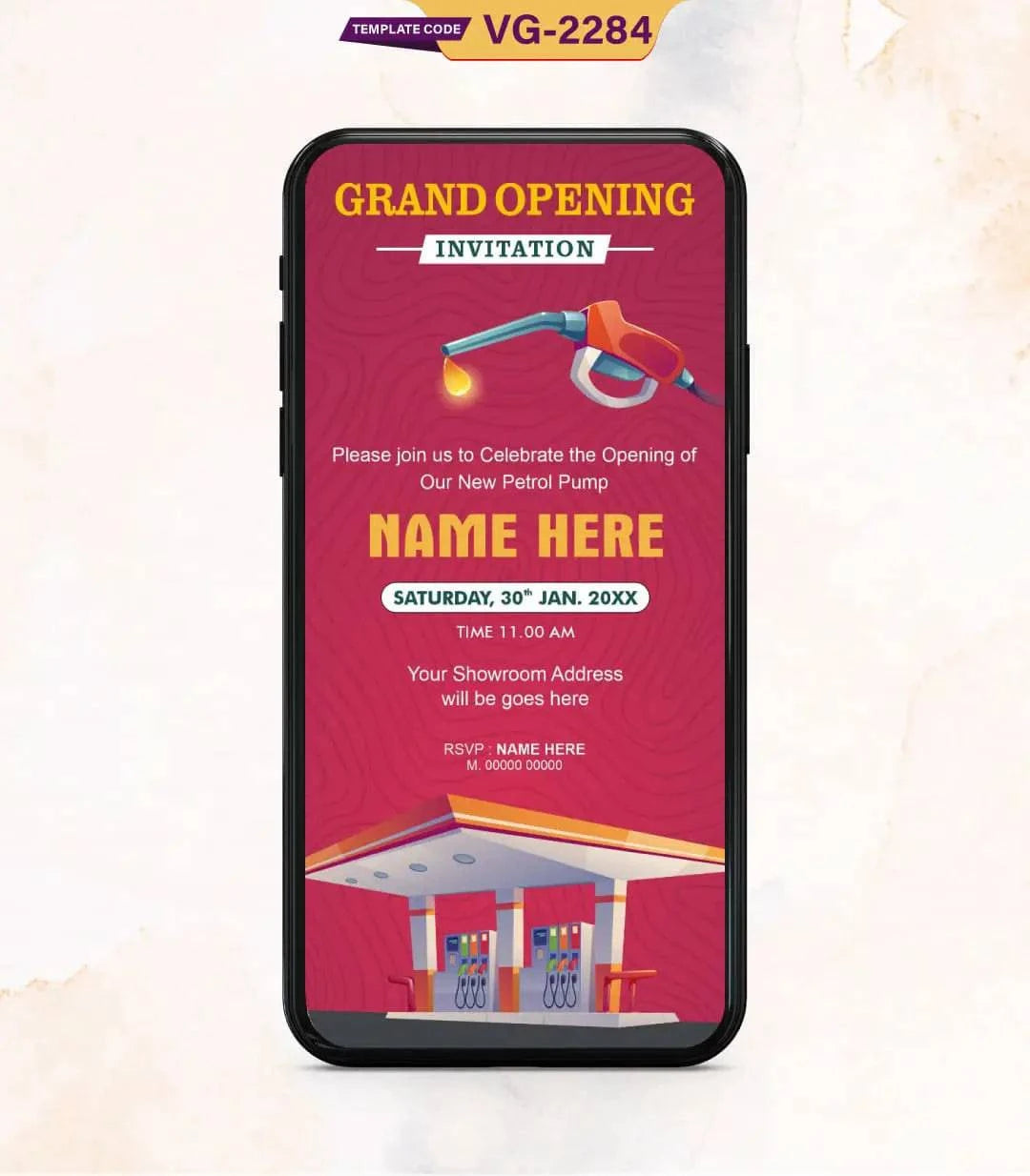 Petrol Pump Opening Invitation Card |
