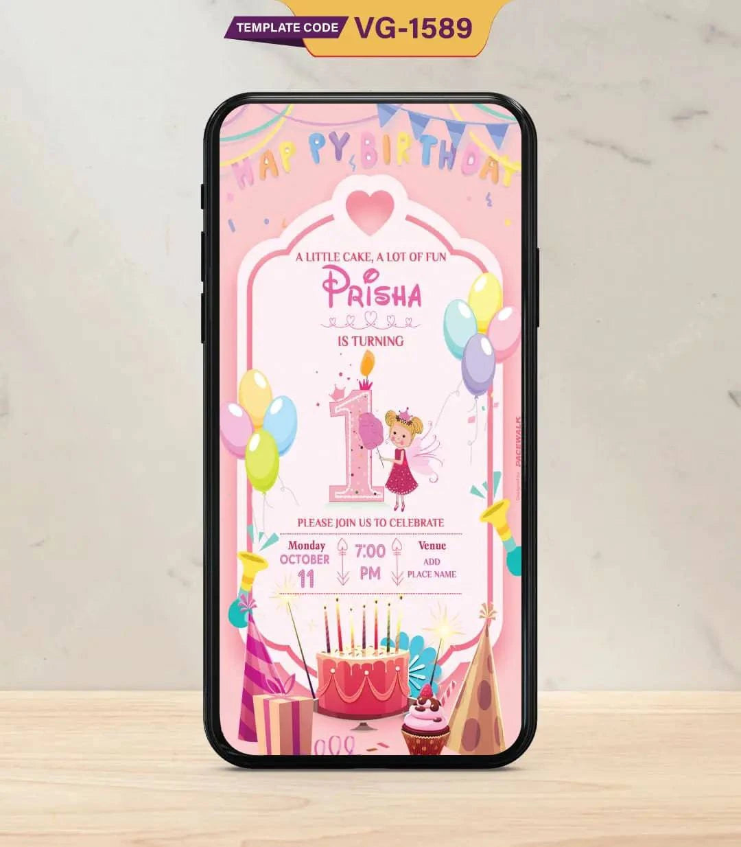 Pink-Themed Birthday Invitation Card