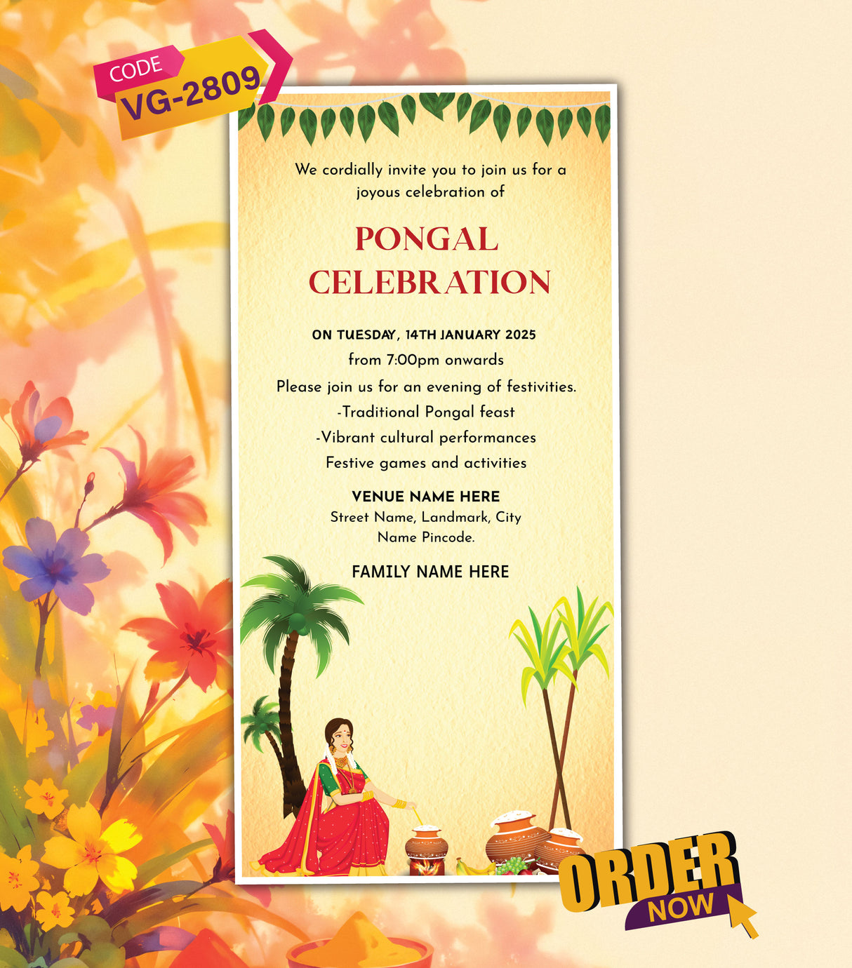 Pongal Celebration Invitation Card