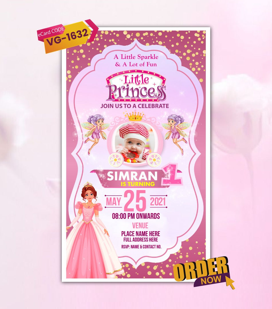 Princess Birthday Invitation Card