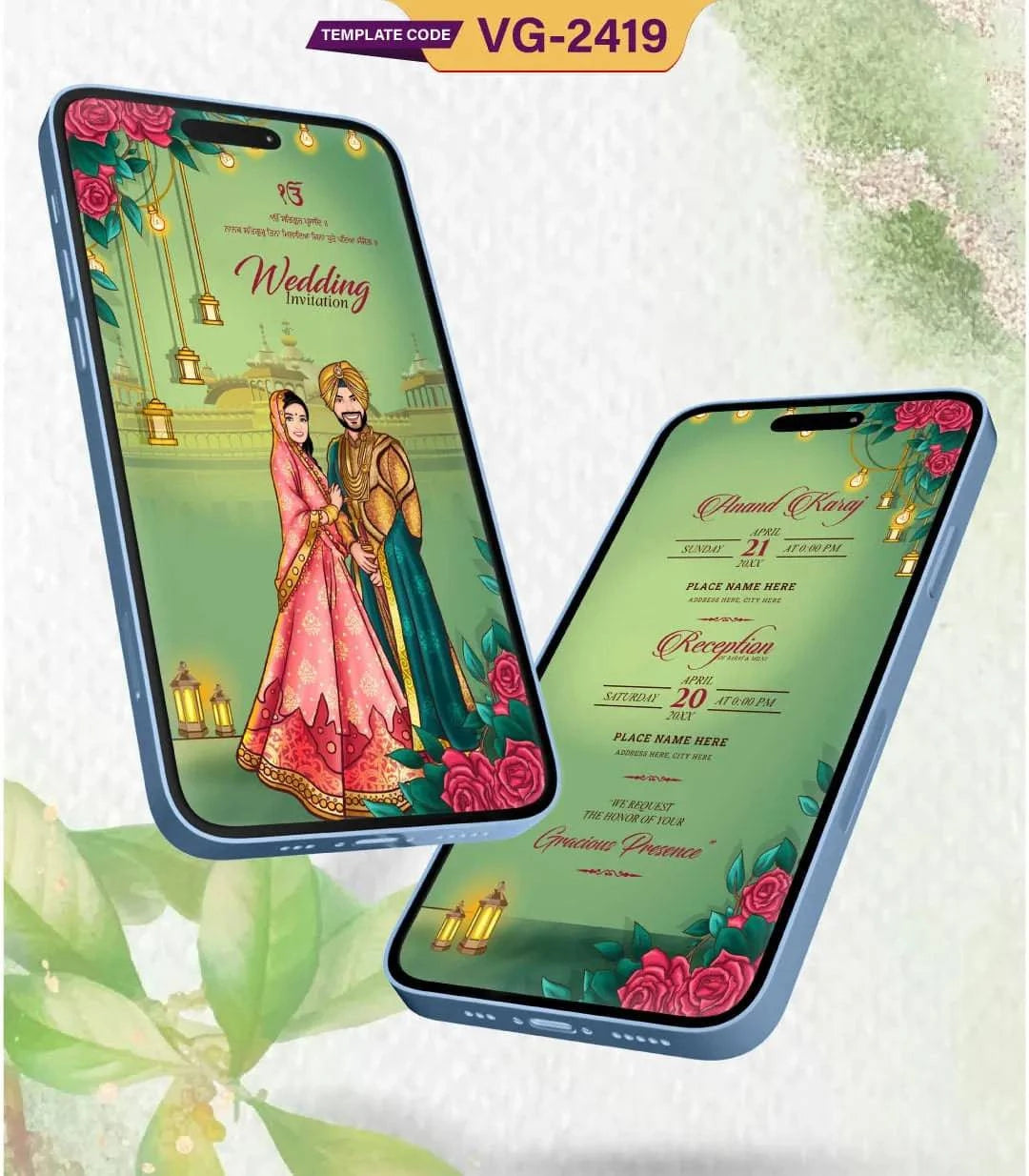 Punjabi Caricature Wedding Invitation PDF