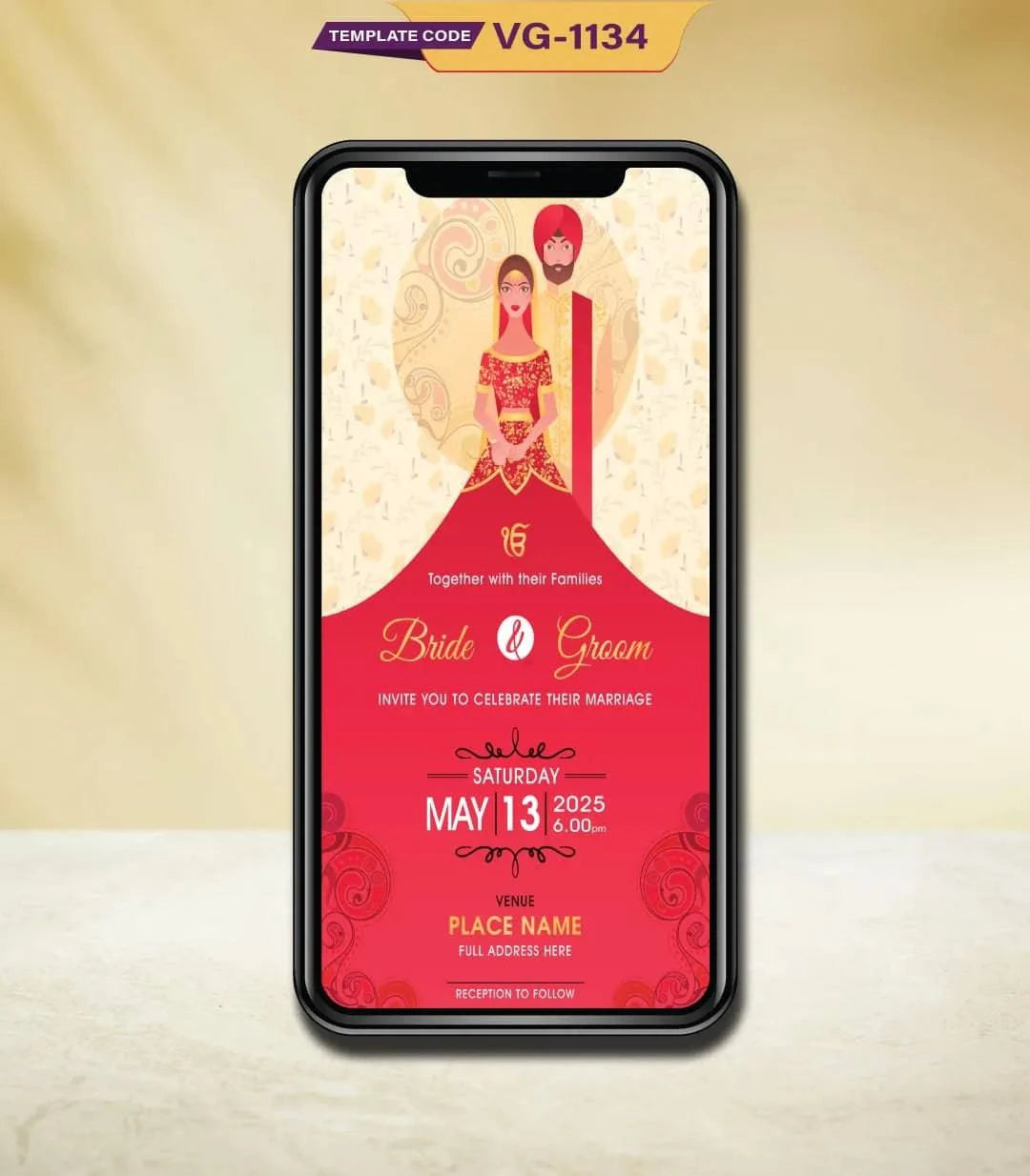 Punjabi Cartoon Wedding Invitation Card