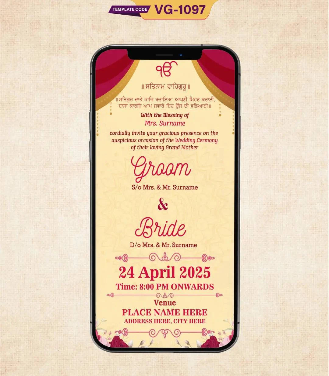 Punjabi Sikh Wedding Card
