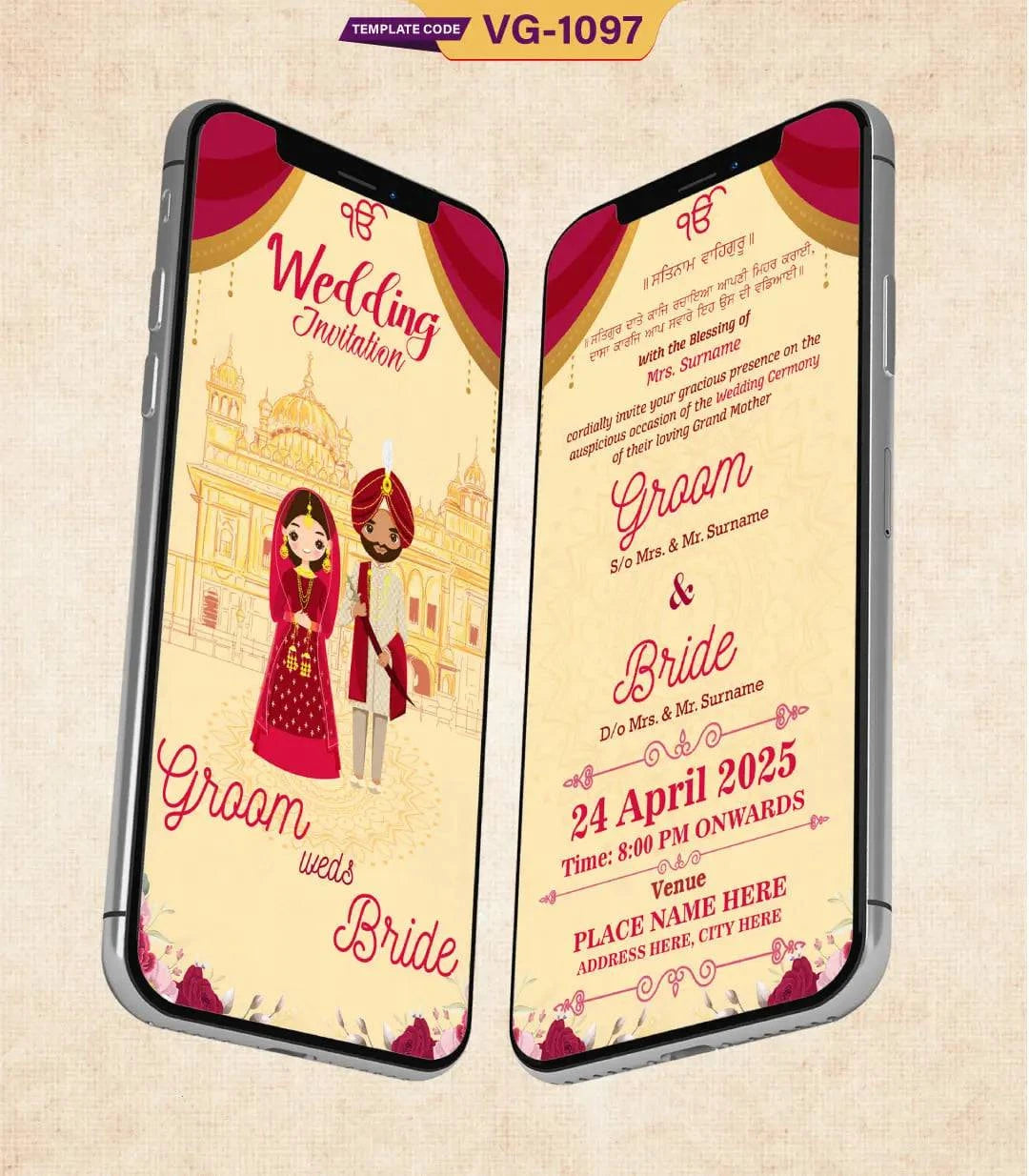 Punjabi Sikh Wedding Card