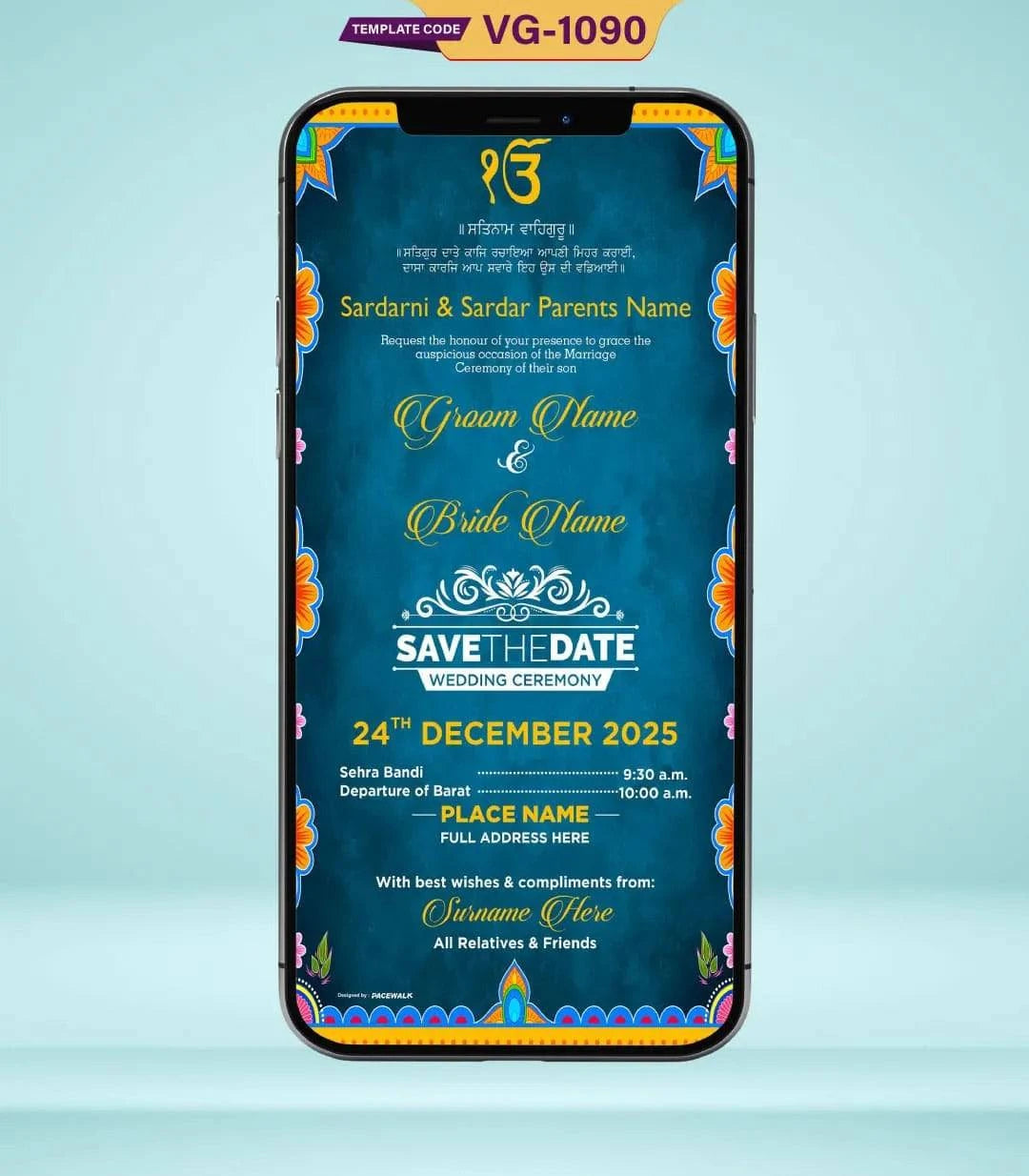 Punjabi Wedding Invite Card