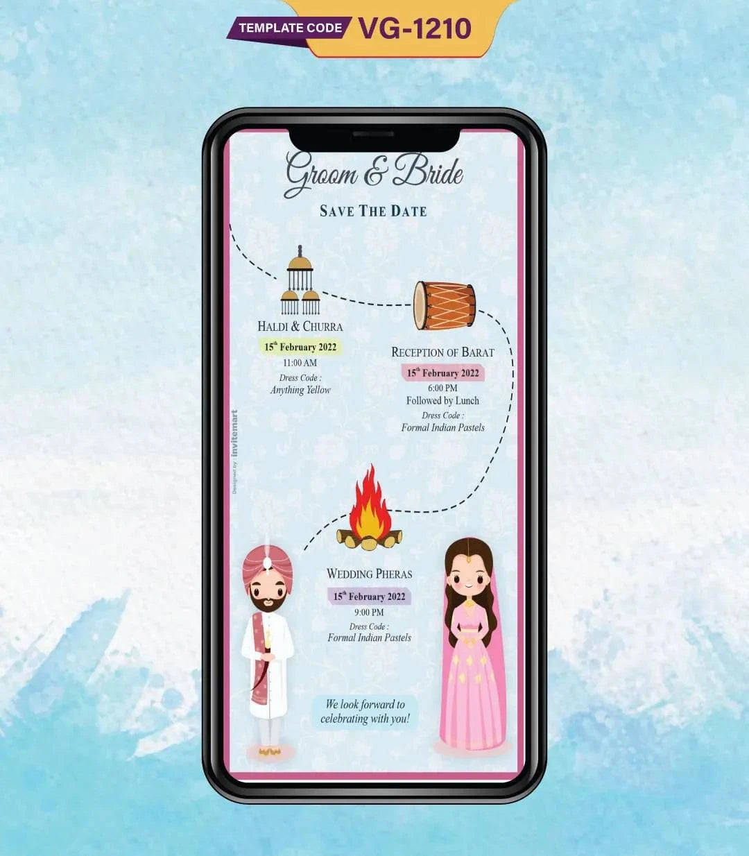 Punjabi Wedding Save The Date Card