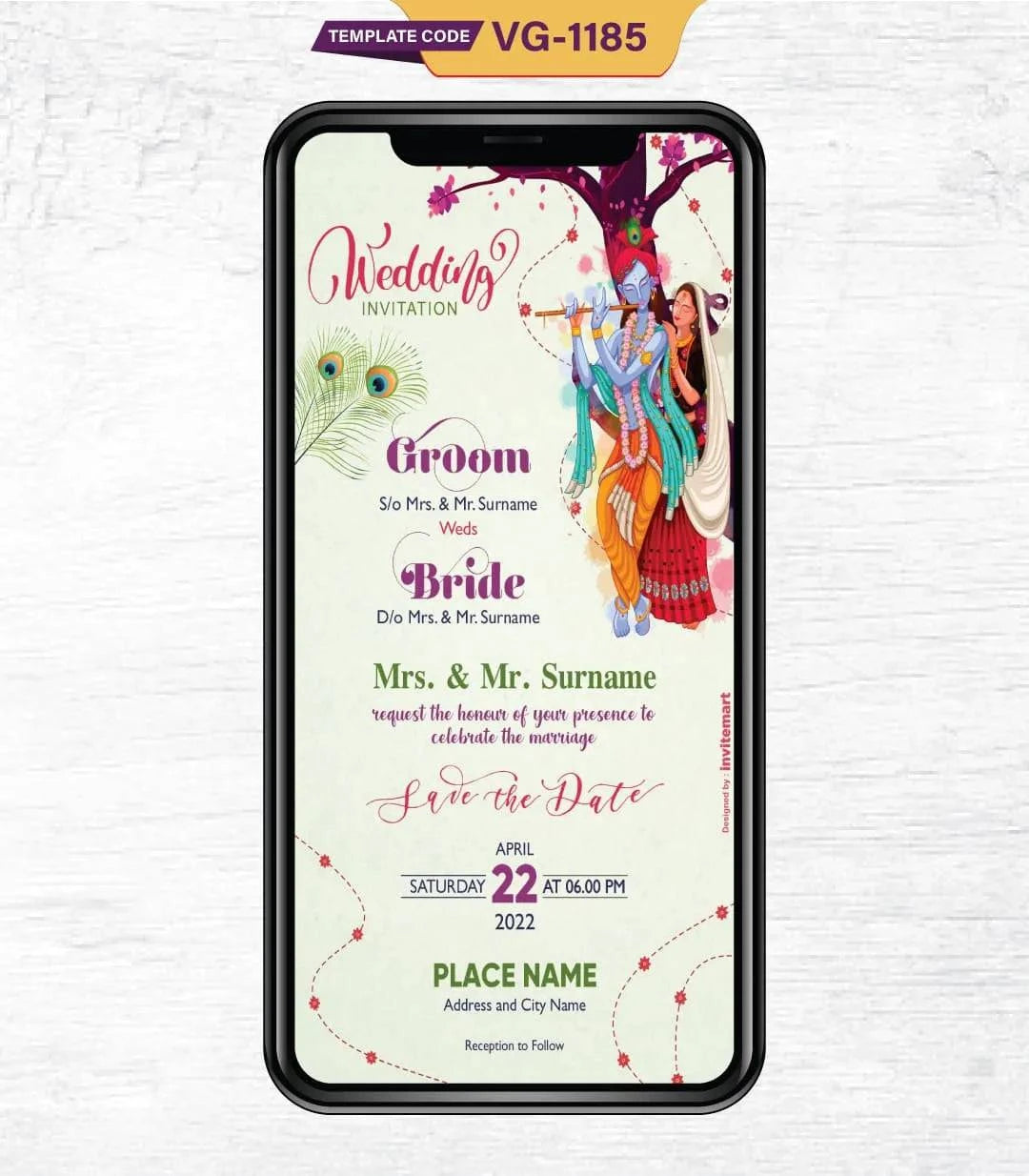Radha Krishna Theme Wedding Invite Video