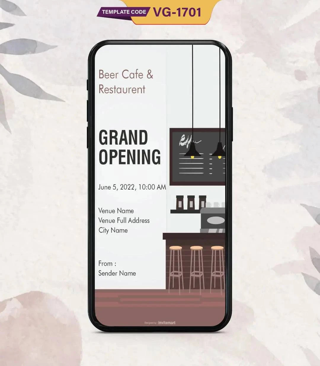 Restaurant And Cafe Grand Opening Invitation Card