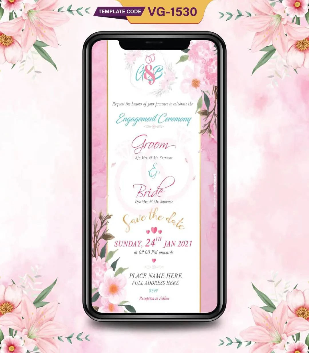 Romantic Floral Engagement Invitation