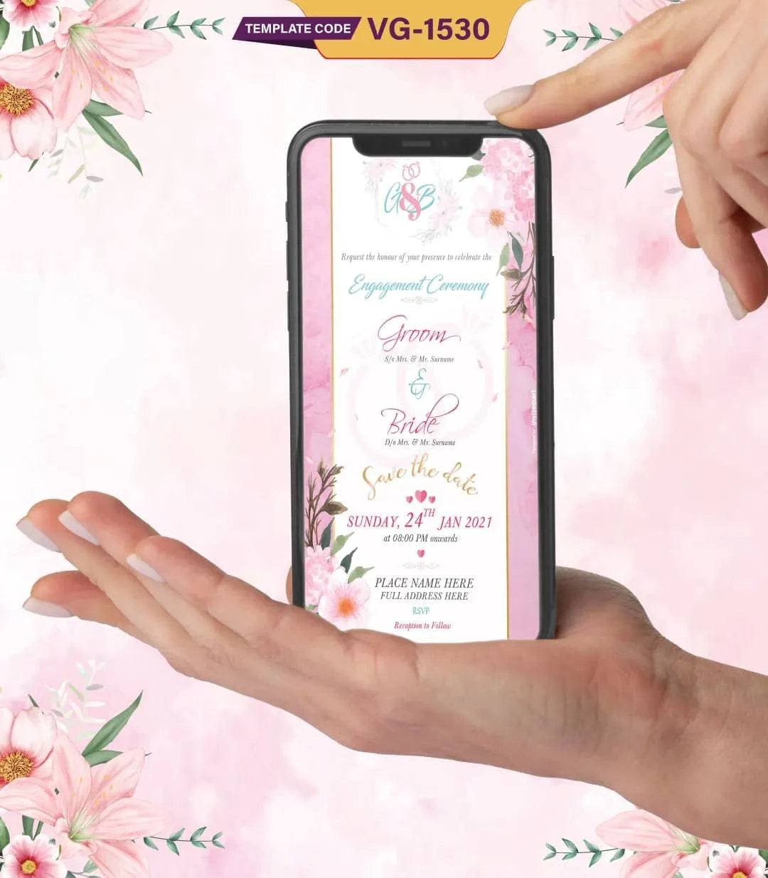 Romantic Floral Engagement Invitation