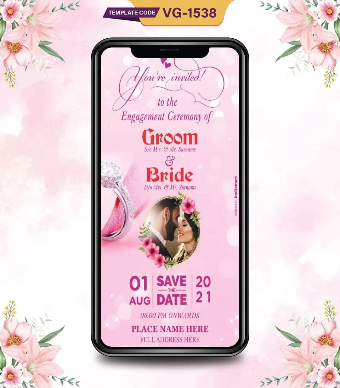 Romantic Pink Engagement Invitation