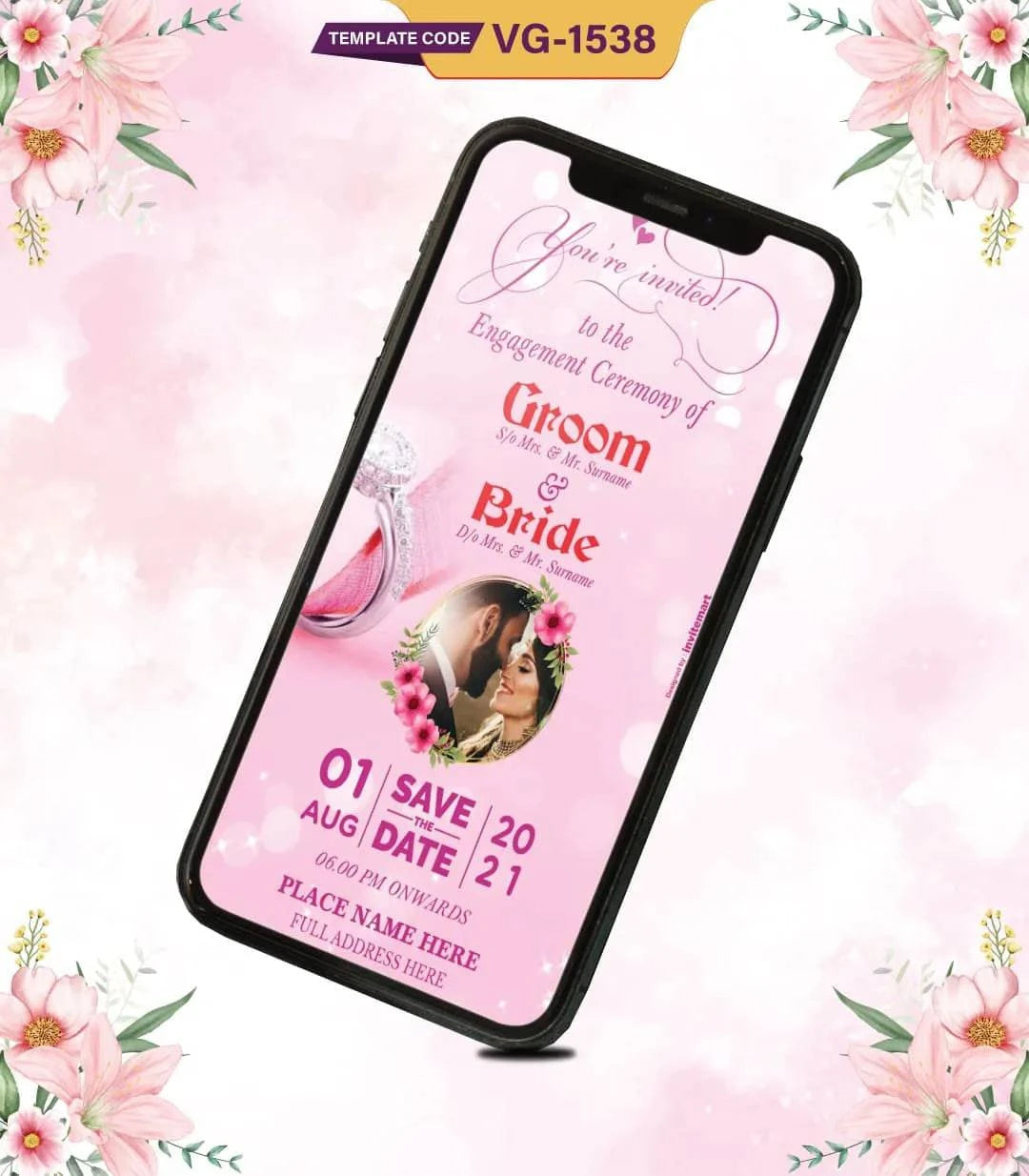 Romantic Pink Engagement Invitation