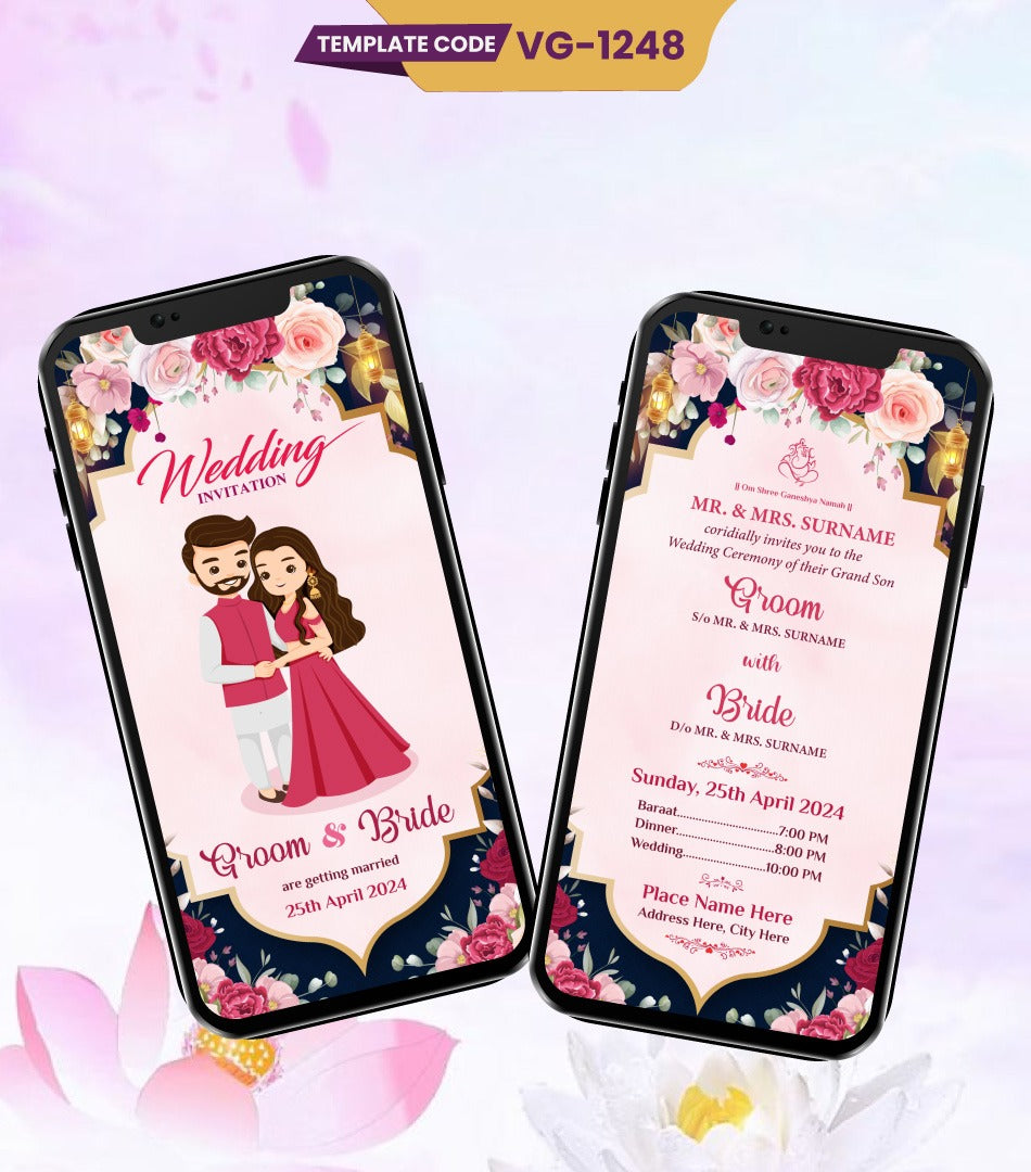 Rose Flower Wedding Invitation Card