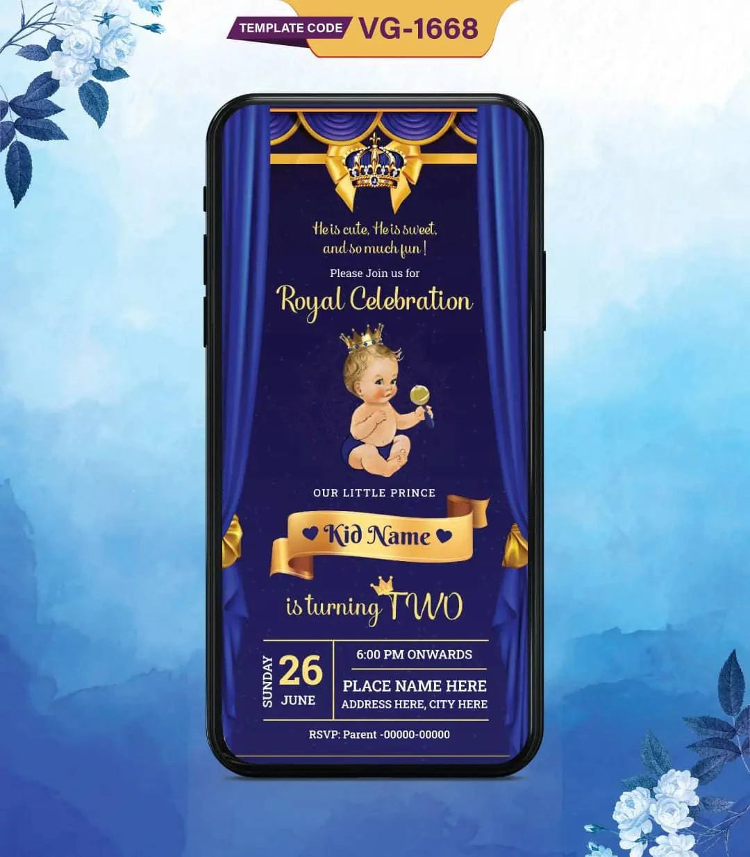 Royal Celebration Birthday Invitation Card