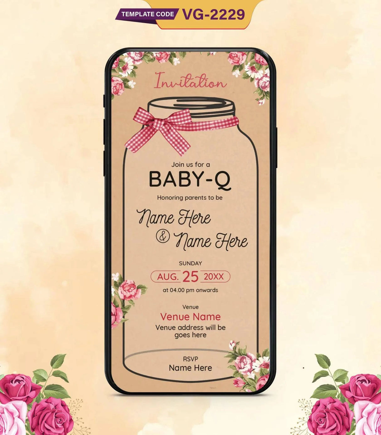 Rustic Baby-Q Invitation