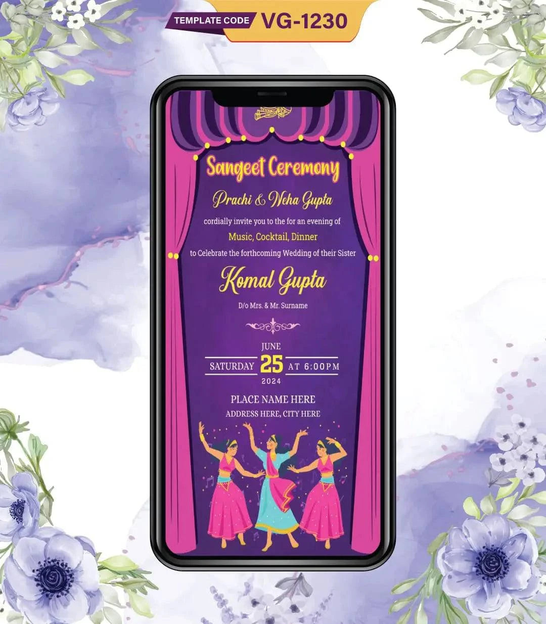 Sangeet Ceremony Invitation Card