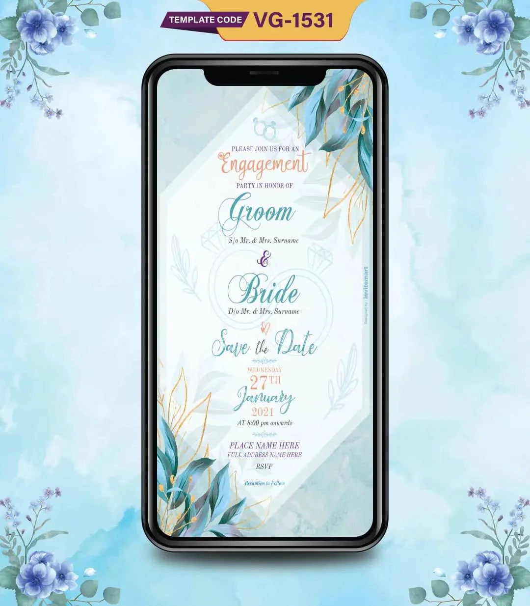 Save The Date Engagement Ceremony Invitation