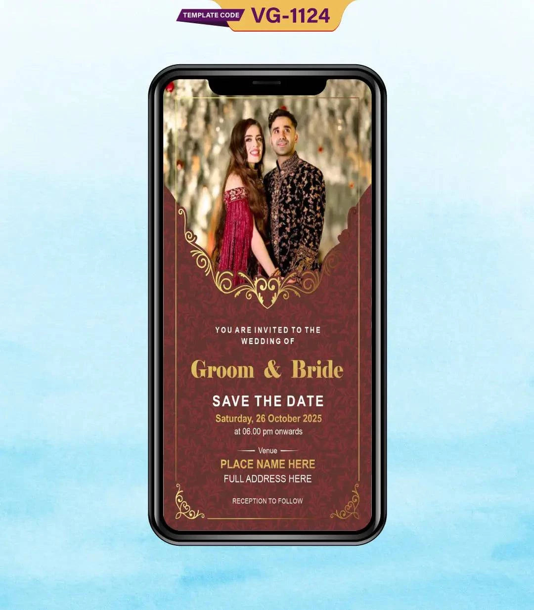 Save The Date Templates With Couple Picture | VG-1124 - VideoGiri
