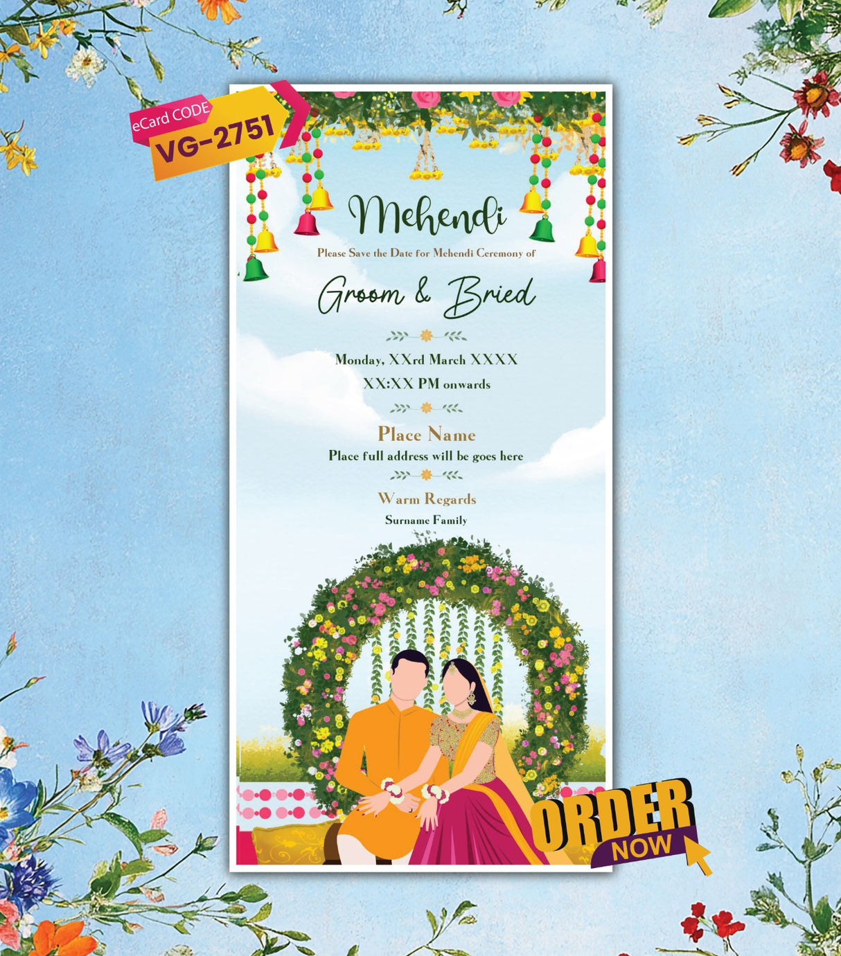 Save the Date Mehndi Ceremony Invitation Card