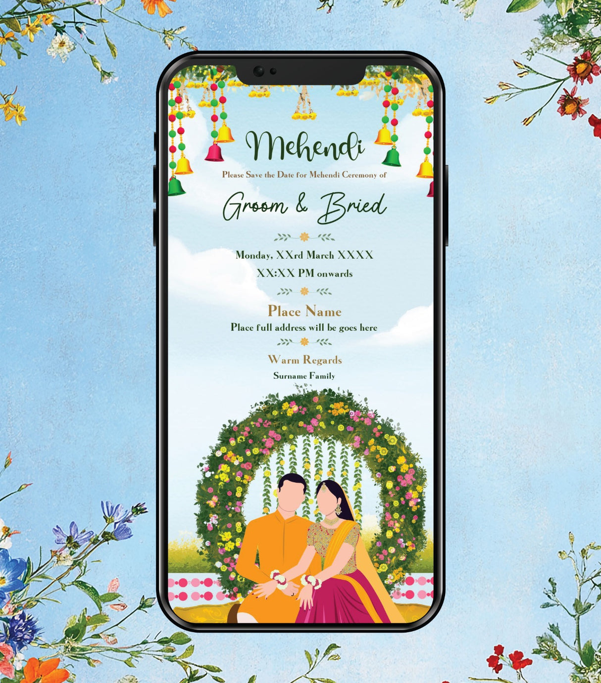 Save the Date Mehndi Ceremony Invitation Card