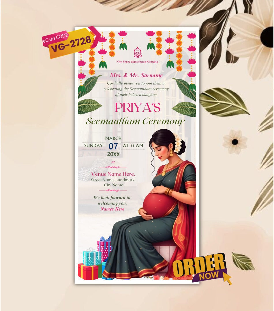 Seemantham Invitation Card for WhatsApp