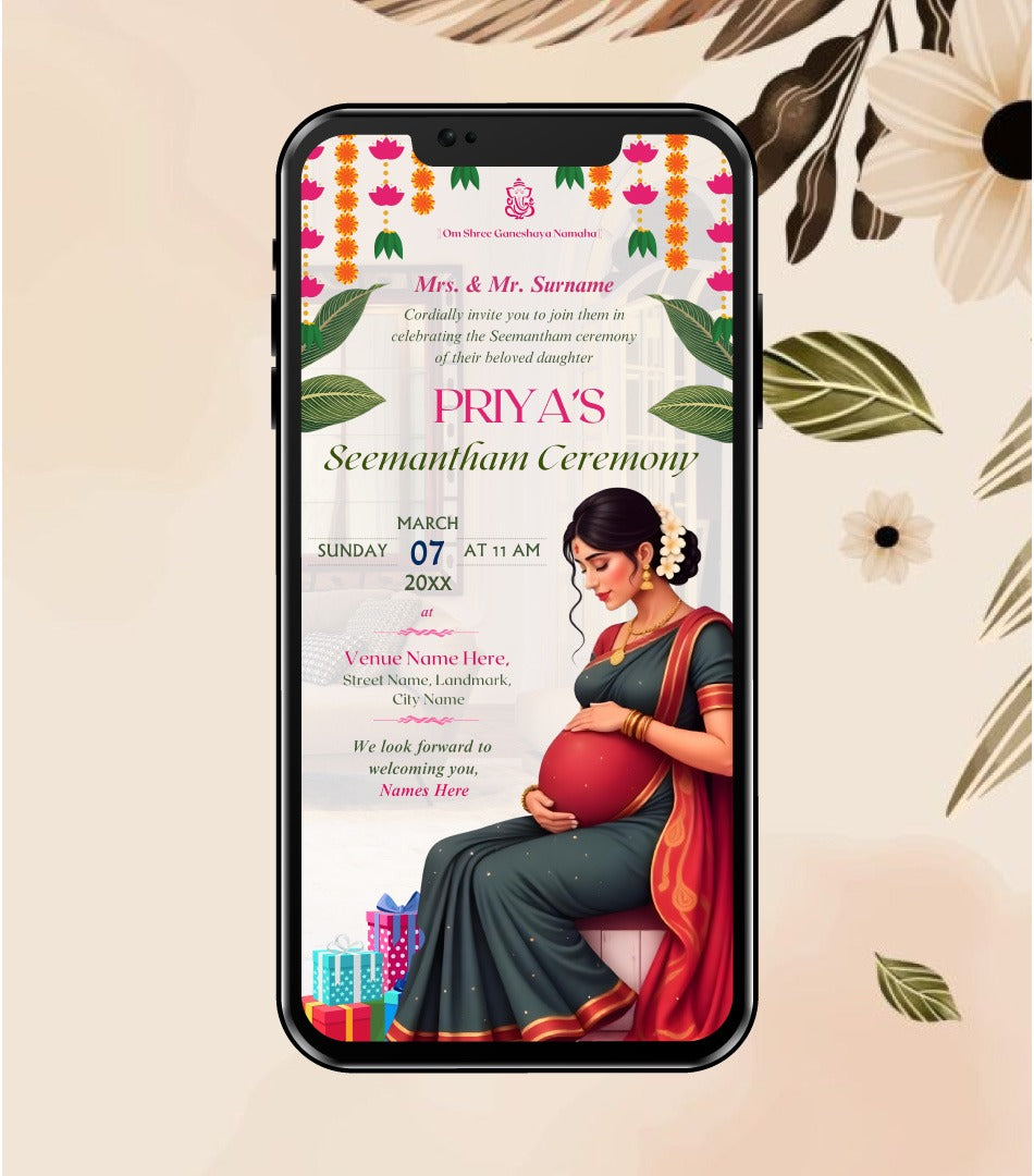 Seemantham Invitation Card for WhatsApp